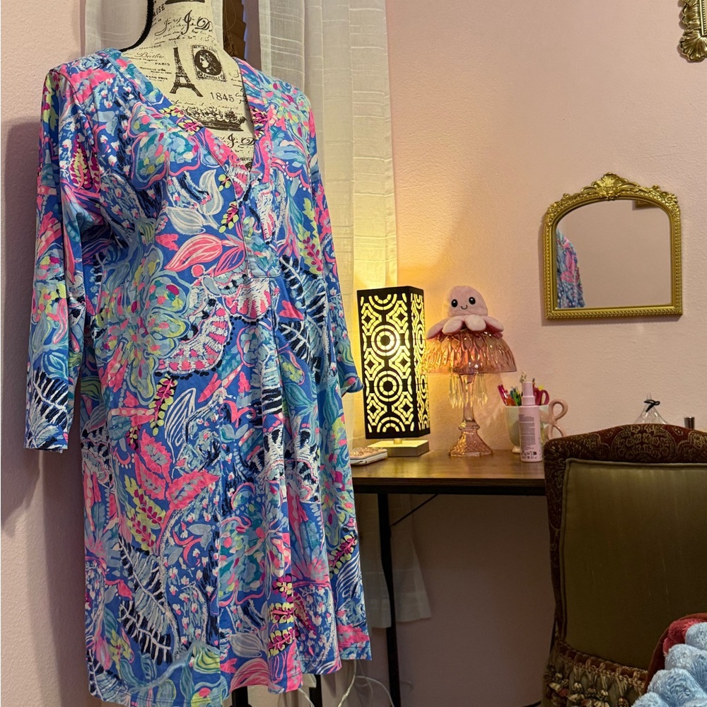 Lilly Pulitzer Colorful Floral Long Sleeve Dress